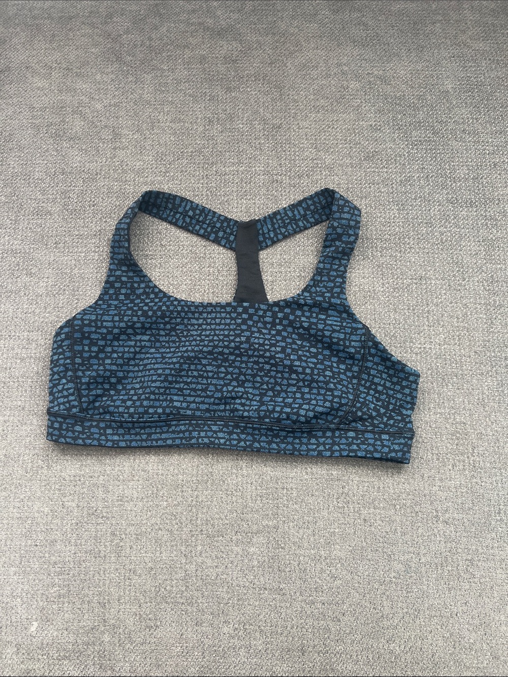 lululemon athletica Teal and Navy Patterned Racerback Crop Top